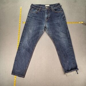 Giordano Jeans Mens Selvedge Blue Med Wash Regular Whiskers Honeycomb Fits 29x29